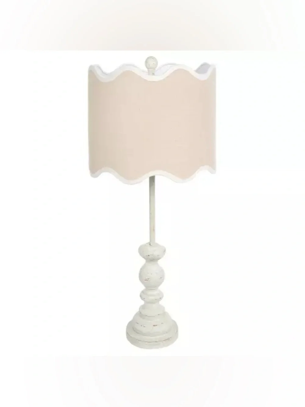 Distressed White & Scalloped Buffet Lamp